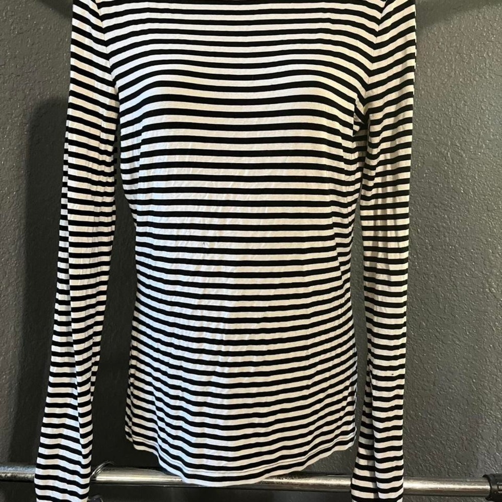 Trouve Soft Striped Long Sleeve Scoop Back Shirt